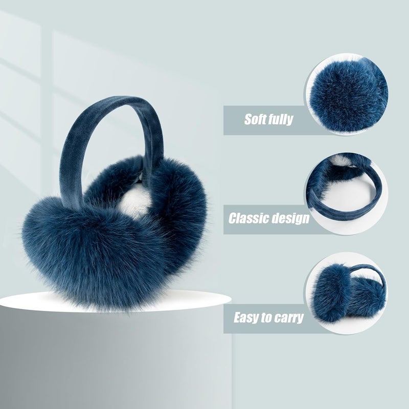 FSTEOE Women Winter Ear Muffs Foldable Girl Ear Warmer Fashion Furry Earmuff Soft Ear Cover Cold Weather - Image 2